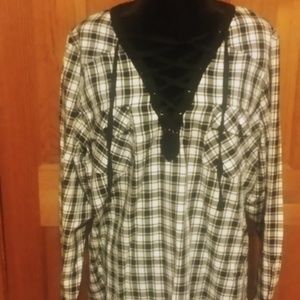 Torrid black plaid blouse
